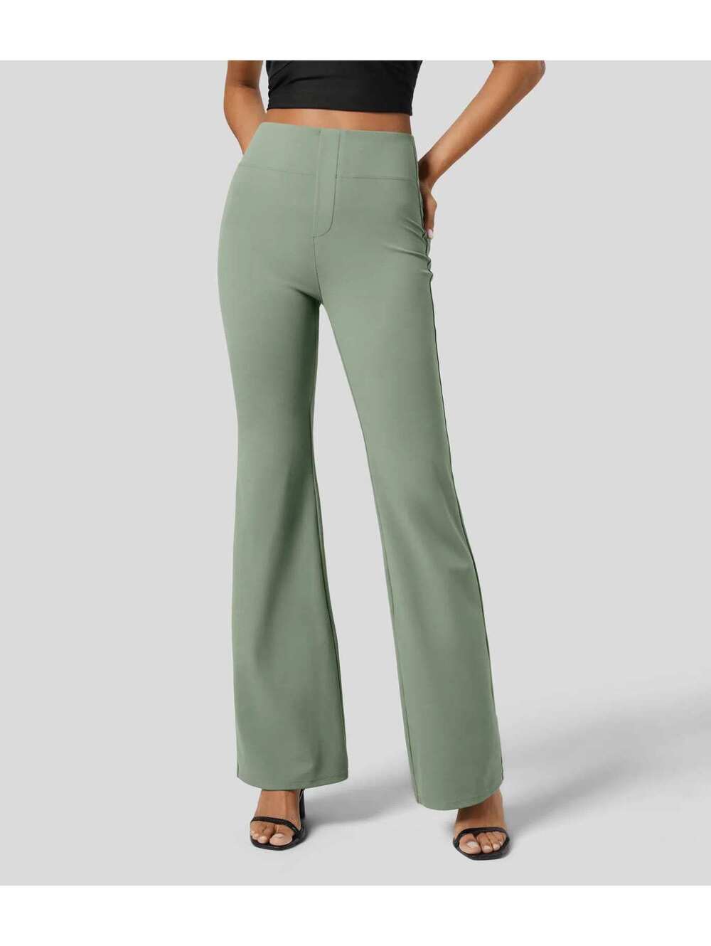HALARA High Waisted Back Side Pocket Slight Flare Work Pants- M Reg